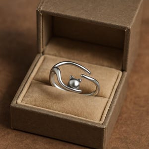925 Silver Cat Ring, Silver Kitty Ring,High Quality Cat Ring, Adjustable Cat Ring For Women, Gift for Cat Lovers, Gift For Her, Animal Ring