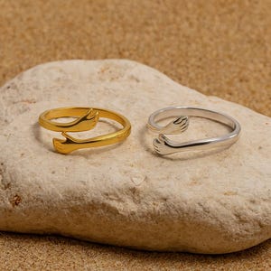 925 Sterling Silber Umarmungsring, vergoldeter stapelbarer Ring, verstellbarer minimalistischer Liebesring, umarmt Hände Schmuck, Geschenk für sie