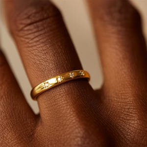 Celestial Wave Ring • Diamond Star Ring • Chunky Gold & Silver Dome Ring • Summer Jewelry • Perfect Gift for Her