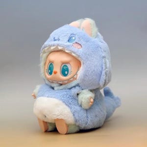 Labubu Halloween-Kostüm - Blauhai Plüsch-Puppen-Outfit - Niedliches Ozean-Kostüm für Labubu & ähnliche Puppen