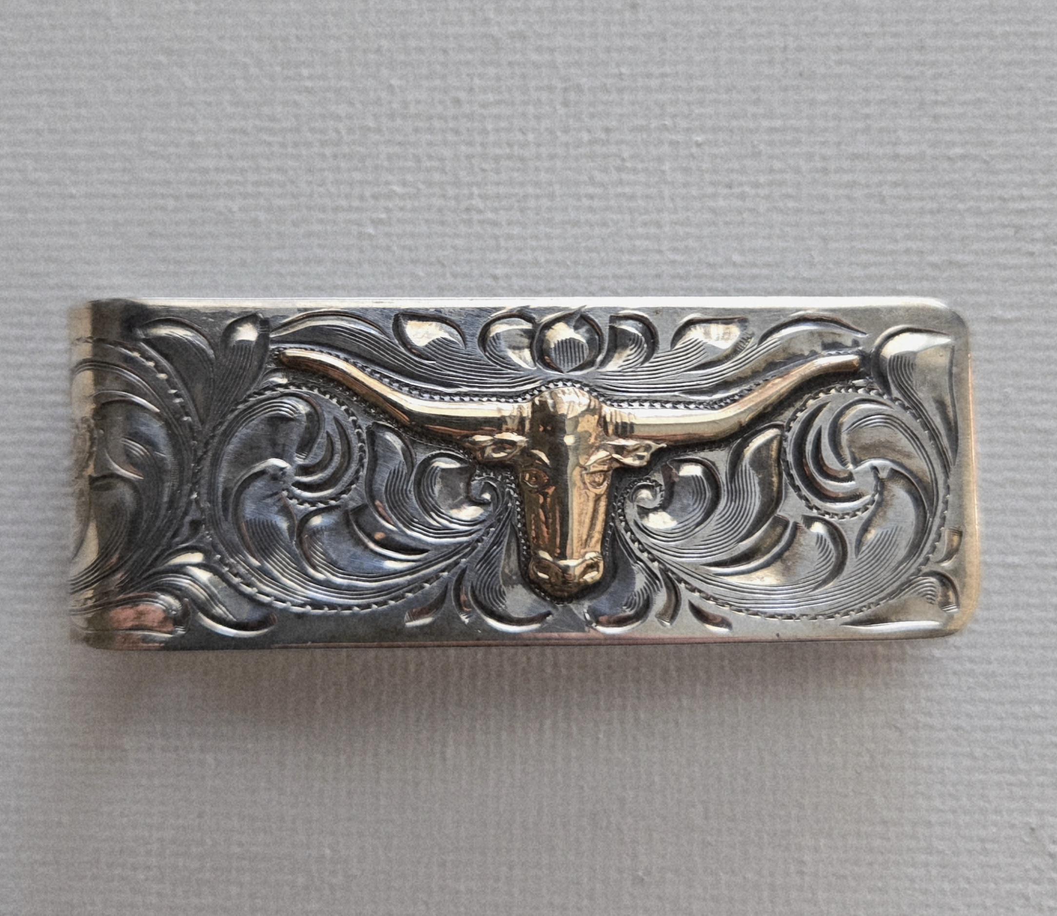 Vogt Belt Steerhide Leather Sterling Buckle Western Conchos Southwest Style 32 Western Longhorn Buckle State of Texas Star Conchos Embossed  main image 2