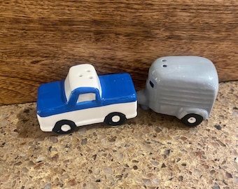 Mini Truck and Horse Trailer Salt & Pepper Novelty Shaker Set