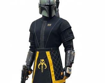 Boba Fett Mandalorian Style Costume | Bounty Hunter Flight Suit with Mythosaur Skirt | Scifi Cosplay