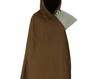 Star Wars Bounty Hunter Cosplay Poncho | Mandalorian Brun Kappa med Huva