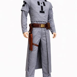 Disfraz de Boba Fett gris para cosplay, traje de vuelo de cazarrecompensas mandaloriano con Kama imagen 4