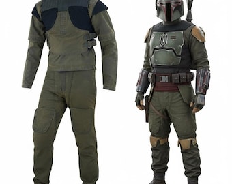 Boba Fett 1313 Mandalorian Cosplay Flight Suit - Underworld Prototype Costume & Leather Belt with Holster