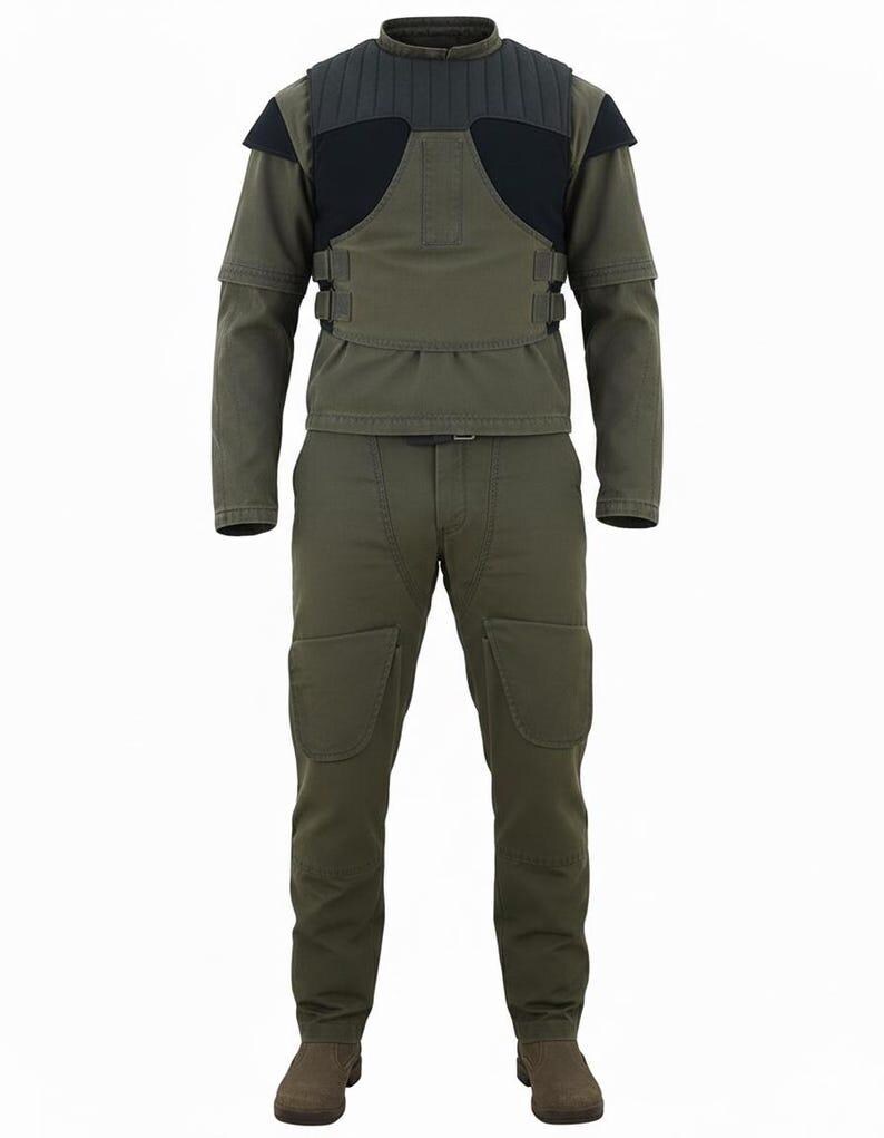 Boba Fett 1313 Mandalorian Cosplay Flight Suit - Underworld Prototype Costume & Leather Belt with Holster image 5