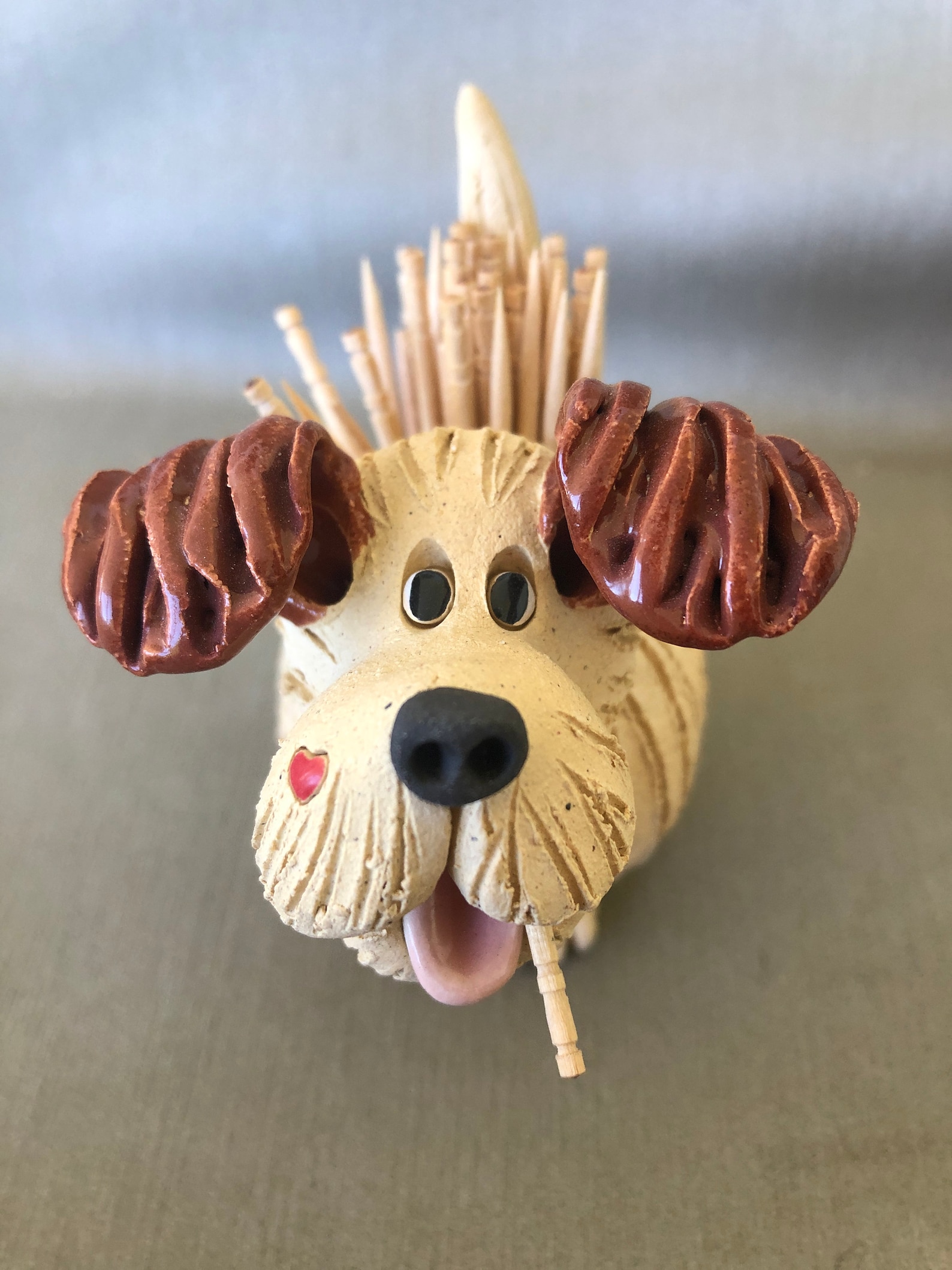 Dog toothpick holder dog sculpture dog figurine hand made Etsy