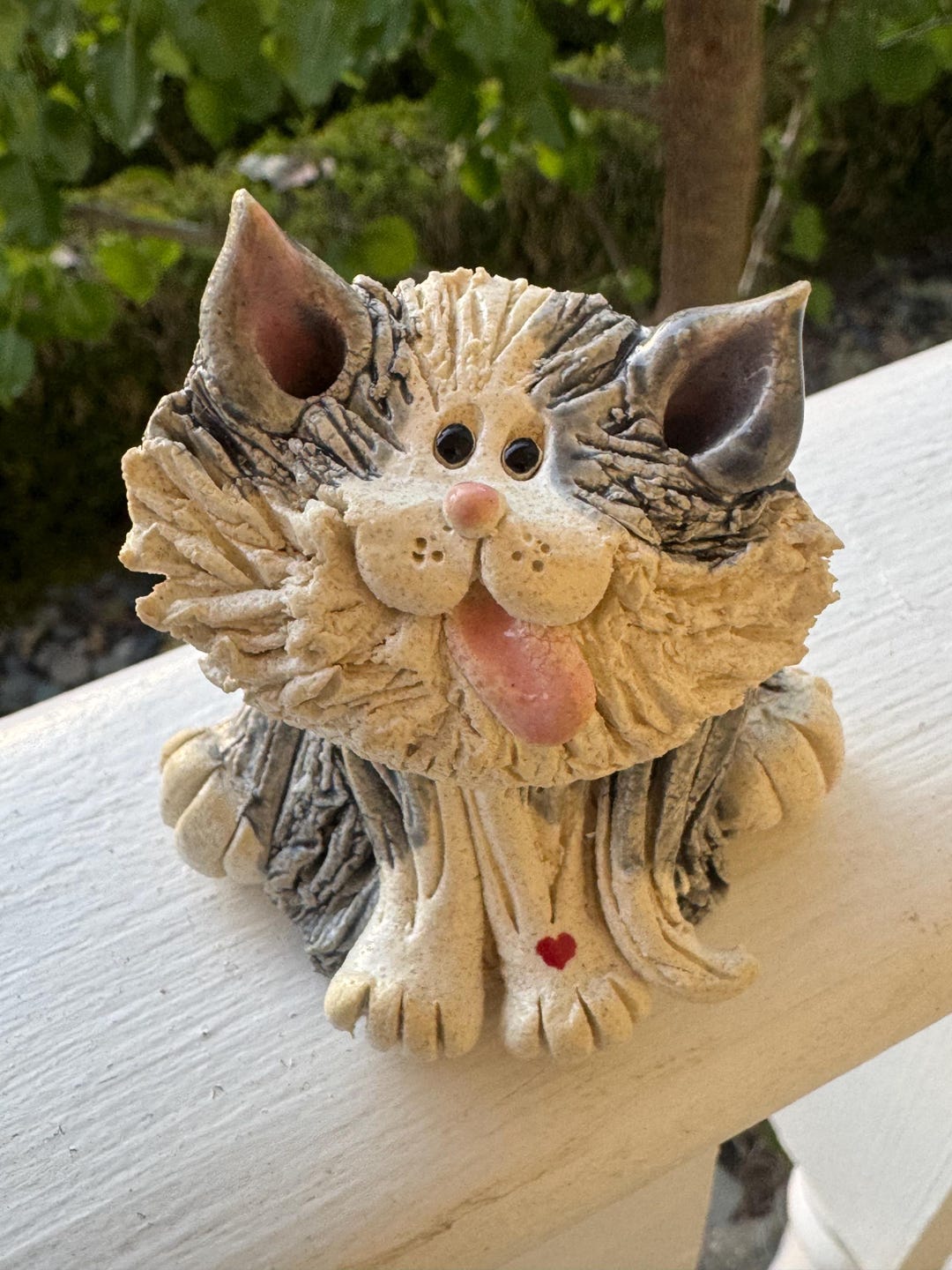 Handmade Grey and White Long Hair Cat, Cats,hand Sculpted Cats