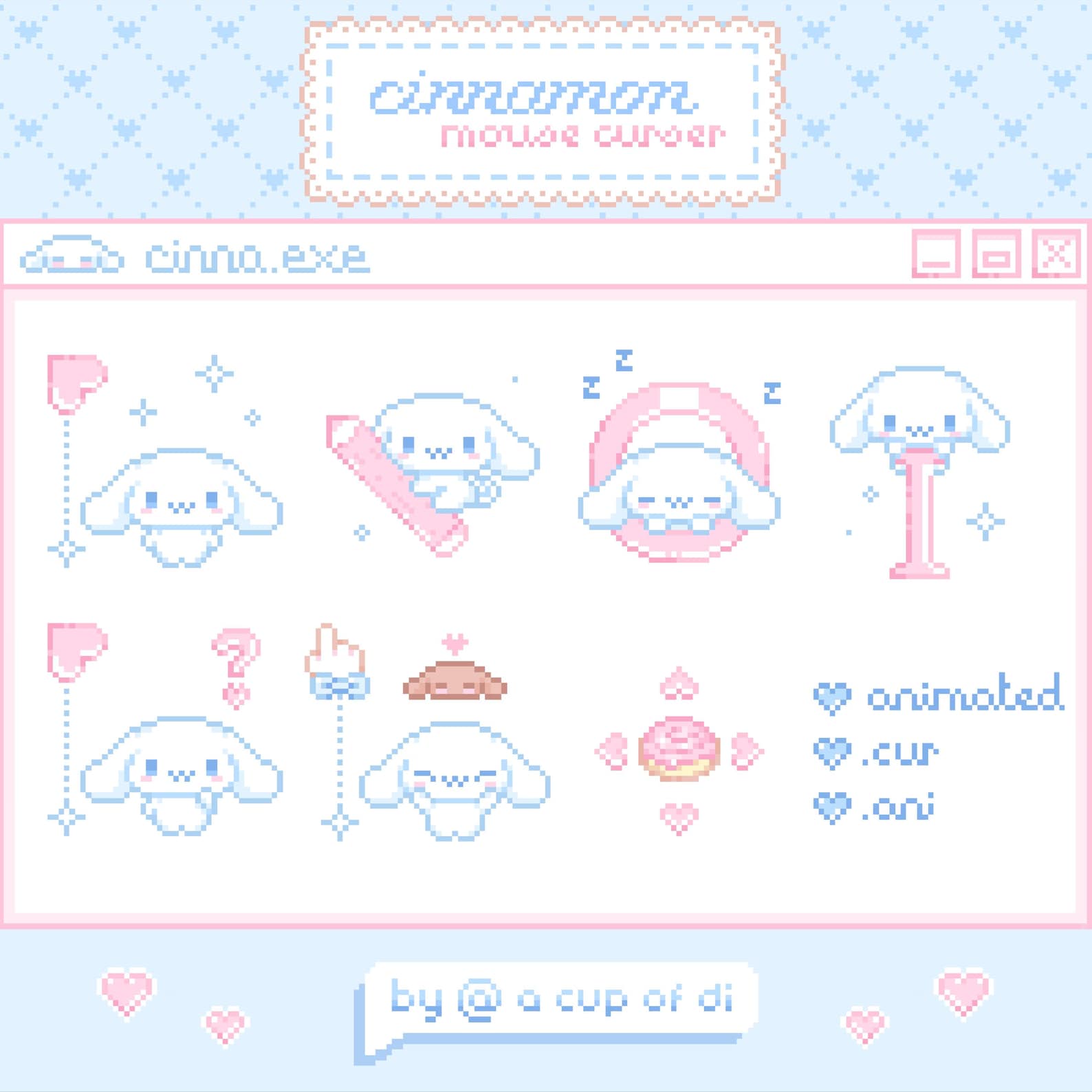 Cute Pink Blue Mouse Cursor Pack White Bunny Puppy Coquette Custom ...