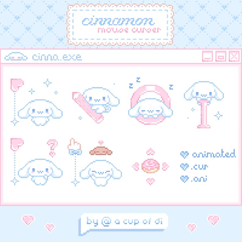 Cute Pink Blue Mouse Cursor Pack White Bunny Puppy Coquette Custom ...