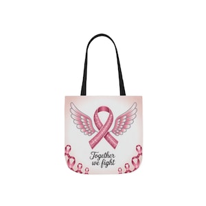 Breast Cancer Awareness Tote Bag, Together We Fight, Inspirational Bag, Supportive Gift, Pink Ribbon, Cancer Survivor Gear