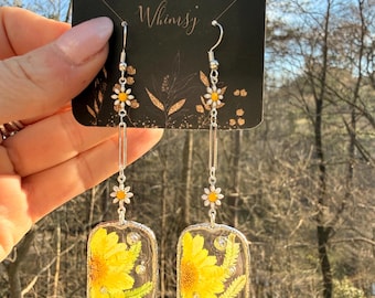 Daisy Fern-oorbellen, heldere harshangers, zilveren dauwdruppelaccenten