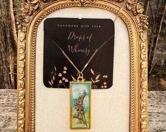 Wildflower Field Resin Necklace | Dried Flower Landscape Pendant | Whimsical jewelry