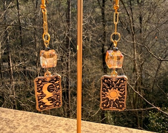 Sun & Moon tarotbedeloorbellen | Kristallen hangers