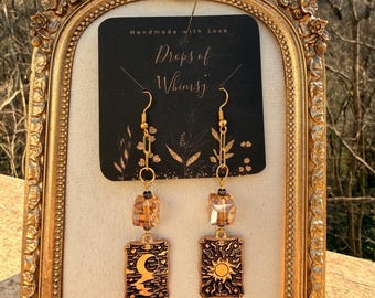 Sol & Måne Tarot Charm Örhängen | Kristallhängen