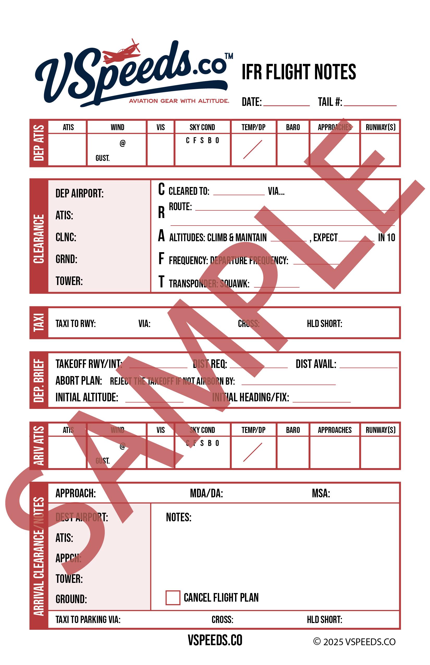IFR Notepad for Pilots – Instrument Flight Kneeboard Notes Pad ...