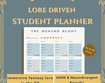 ADHD Digital Student Planner Printable - Neurodivergent Organizer - Homework Assignment Tracker - Supply Tracker - College Homework Tracker