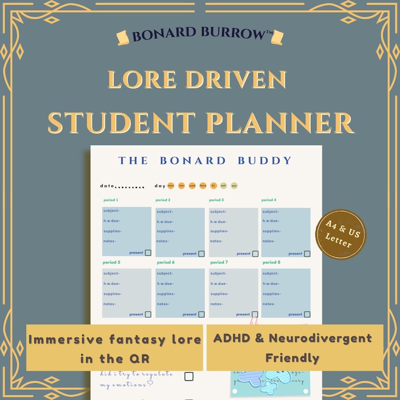 ADHD Digital Student Planner Printable - Neurodivergent Organizer ...