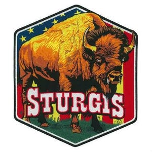 Sturgis Buffalo Hexagon Embroidery Design American Flag Bison Patch Pattern Digital File Instant Download for Machine Embroidery