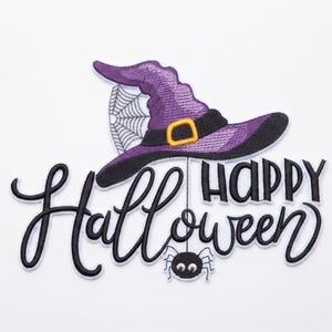 Feliz Halloween Sombrero de Bruja Archivo Digital, Lindo Gráfico de Telaraña, Pecho Izquierdo y Tallas de Sombrero, Formatos Emb Pes Dst Jef