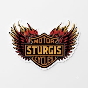 Sturgis Motor Cycles Emblem Design PNG JPG Digital Files Winged Biker Logo Artwork for Print and Decals