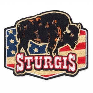 Sturgis Buffalo Embroidery Design American Flag Bison Patch Pattern Digital File Instant Download for Machine Embroidery