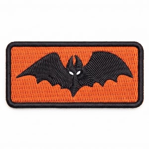 Spooky Bat Morale Patch, Halloween Rectangular Emblem, Machine Embroidery (Digital File)