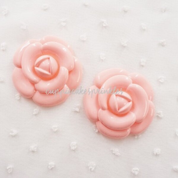 2pcs ((LAST)) XL Light Pink Camellia Decoden Cabochon (49mm) FXL10004