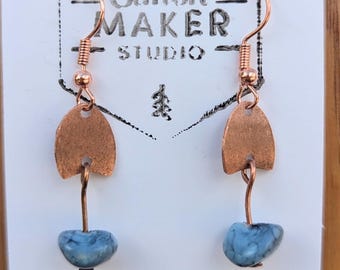 Bead Drop Copper Earrings