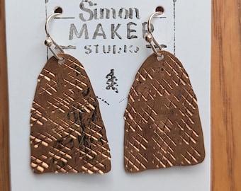 Crosshatch Copper Earrings