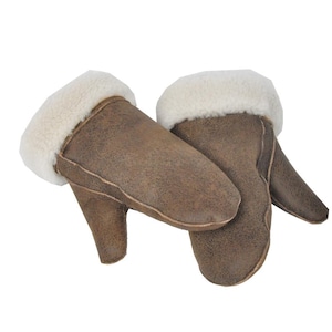 Mens Leather Gloves with Sheepskin Fur Trim