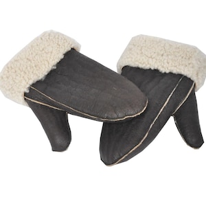 Mens Leather Gloves with Sheepskin Fur Trim