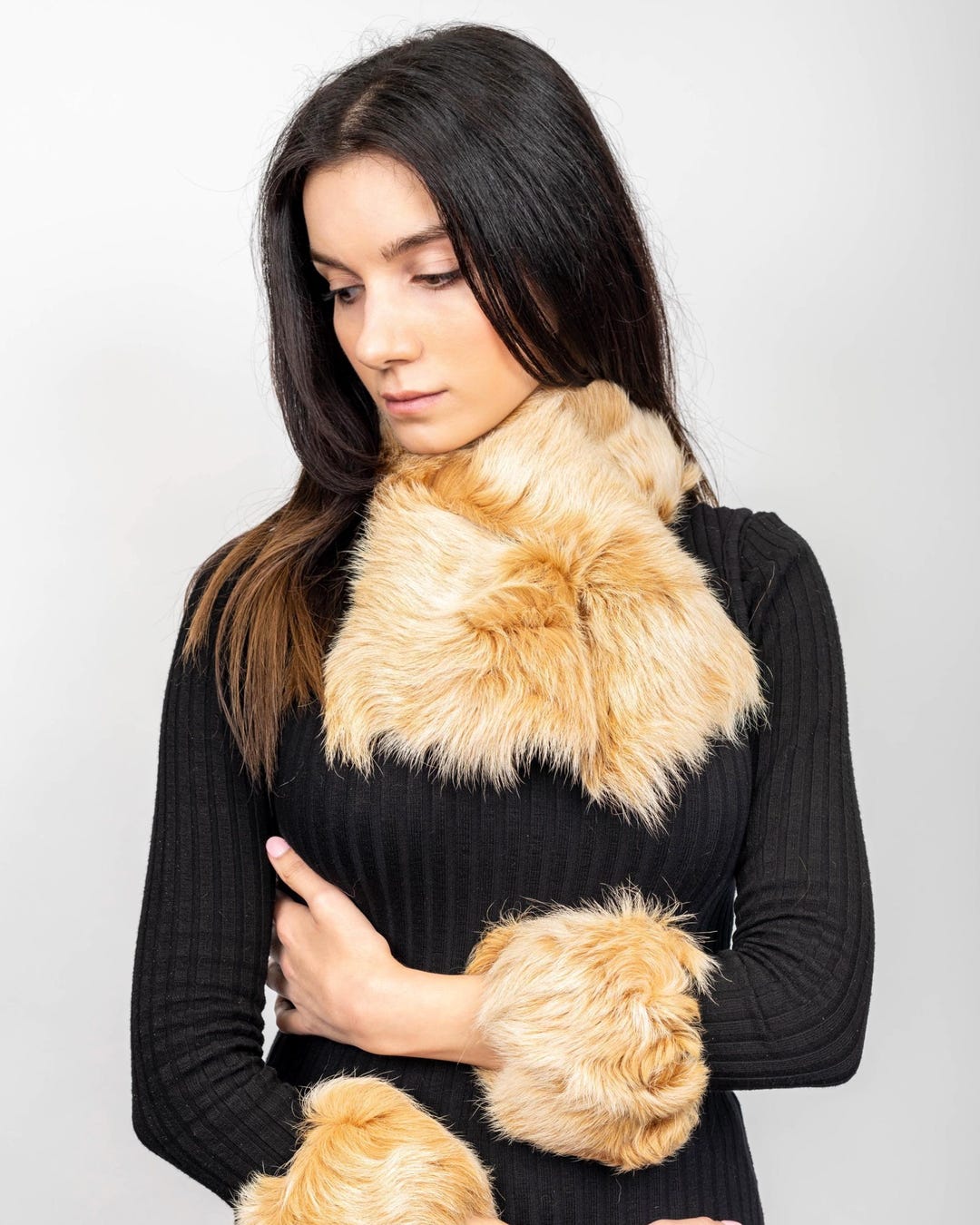 Womens Fur Scarf and Cuff Set - Etsy