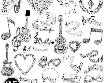 Music Notes Svg Bundle, Music Symbols Svg, Music Notes Png Clipart, Musical notes svg files for Cricut, Silhouette, Vector, Digital Download