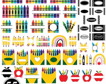Monograma de crayón dividido (55) SVG, crayón SVG, maestro SVG, juego de crayones SVG, envoltorio de crayón SVG, monograma de maestro SVG, archivo de corte de crayón, camiseta de crayón