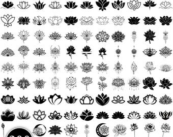 Lotus Flower SVG Bundle, Laser Engraving Files, Lotus Silhouette, Lotus Cut Files, Lotus Clipart, lotus vector, Lotus Cricut
