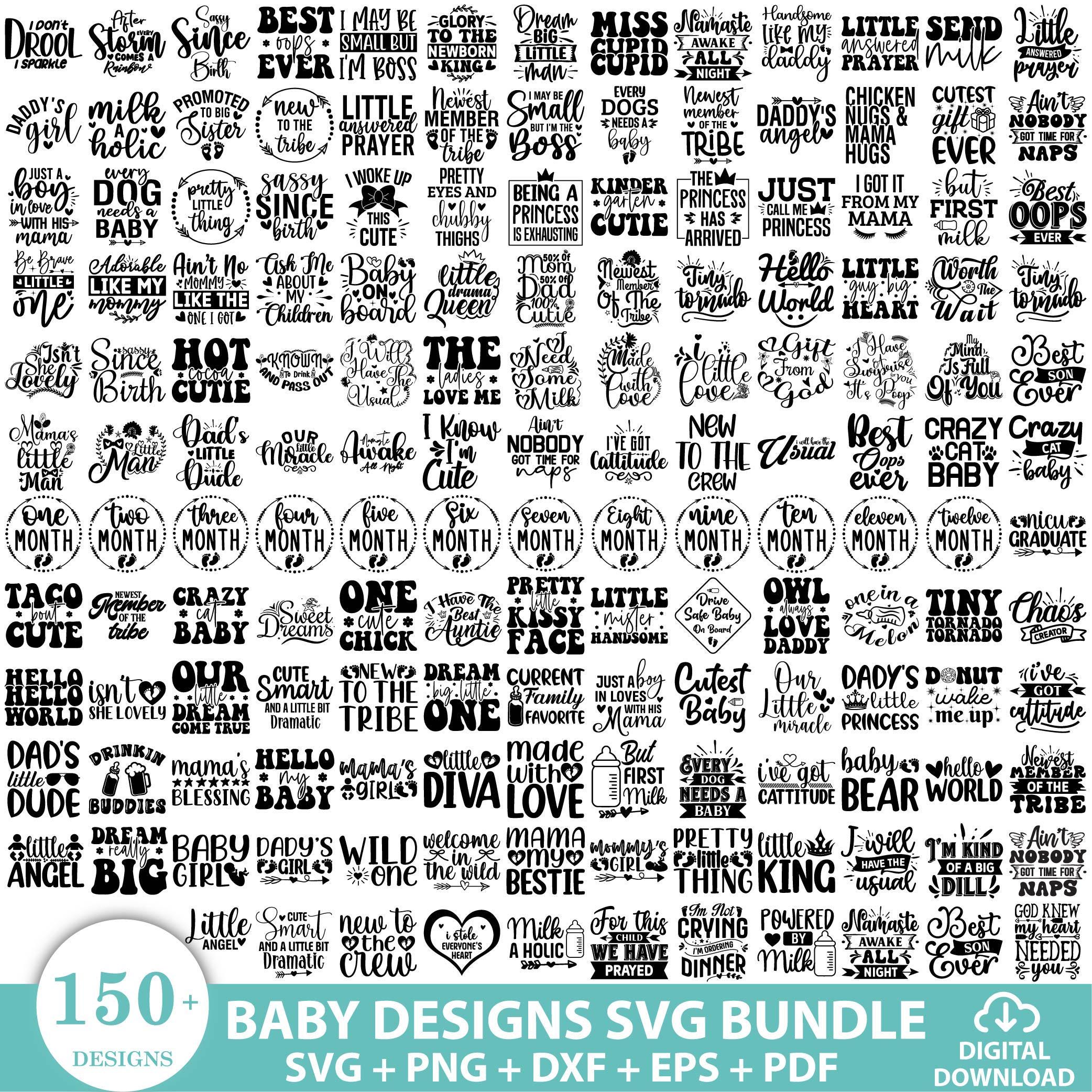 Baby Onesie Svg Bundle, Baby Quotes Svg, Baby Shower Svg, Little Girl ...