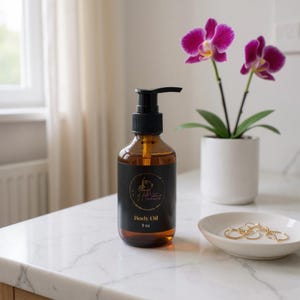 Goddess Glow Body Oil: Golden Shimmer, Coconut Melon Scent - 5 oz
