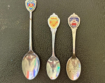 3 Vintage Silver Plate Souvenir Spoons. L.A. Chinatown, Hawaii & Arkansas.