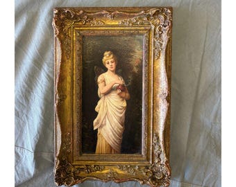 Framed late 19th-Century Academic or Victorian oil painting or reproduction.