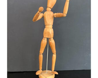 Wood 12" Artist Drawing Manikin Articulated Mannequin w/Base and Flexible Body
