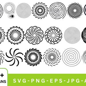 Spiral SVG Bundle: Hypnotic Swirl Clip Art (Digital Download)