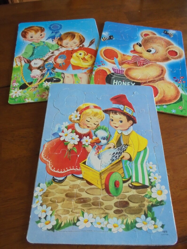 Set of three vintage childrens puzzles Etsy