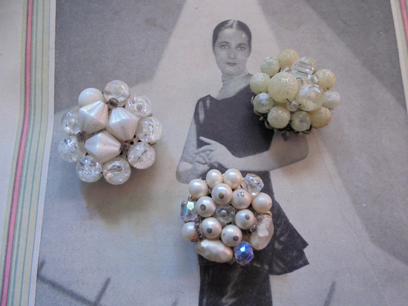 Repurposed earring magnets in shades of white