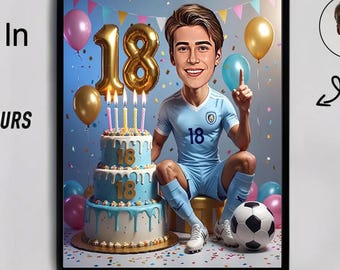 Custom 18th Birthday Caricature: Funny Portrait Gift for Him (6 Hour Delivery)