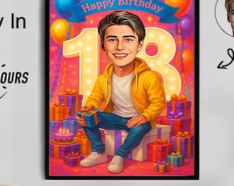 Custom 18th Birthday Caricature | Funny Personalized Gift (Digital)