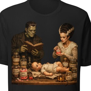Funny Frankenstein Family Shirt – Monster Parents Lab Tee, Vintage Gothic Horror, Halloween Monster Shirt