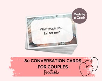 Couple Conversation Cards Printable | Relationship Gifts for Him & Her | Conversation Hearts | Romantic Date Night Ideas | Deep Talk Prompts