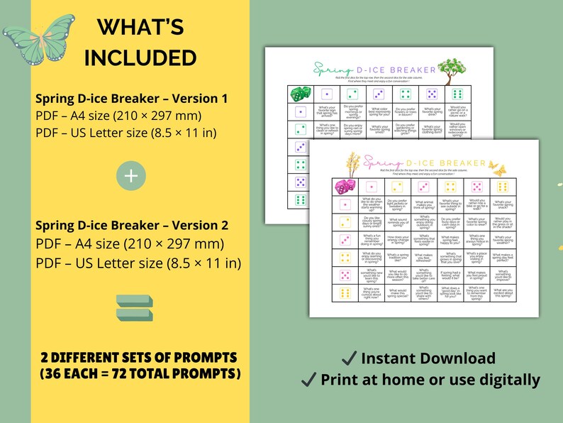 Spring Ice Breaker Game Printable | Get to Know You Dice Game | Spring ...